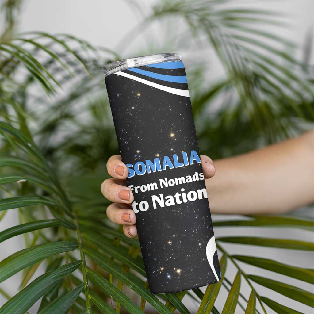 Somalia Skinny Tumbler with From Nomads to Nation Camel Galaxy Flag Spirit