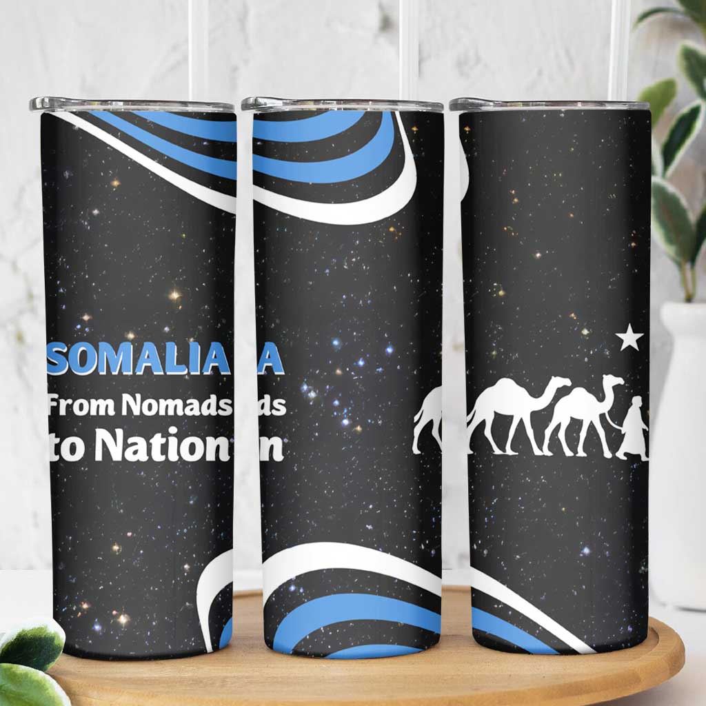 Somalia Skinny Tumbler with From Nomads to Nation Camel Galaxy Flag Spirit