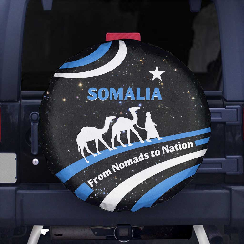 Somalia Spare Tire Cover with From Nomads to Nation Camel Galaxy Flag Spirit
