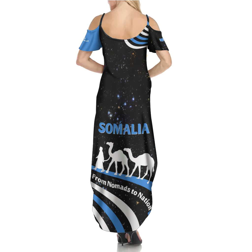 Somalia Summer Maxi Dress with From Nomads to Nation Camel Galaxy Flag Spirit