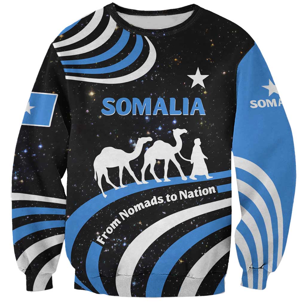 Somalia Sweatshirt with From Nomads to Nation Camel Galaxy Flag Spirit