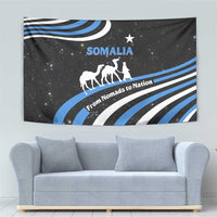 Somalia Tapestry with From Nomads to Nation Camel Galaxy Flag Spirit