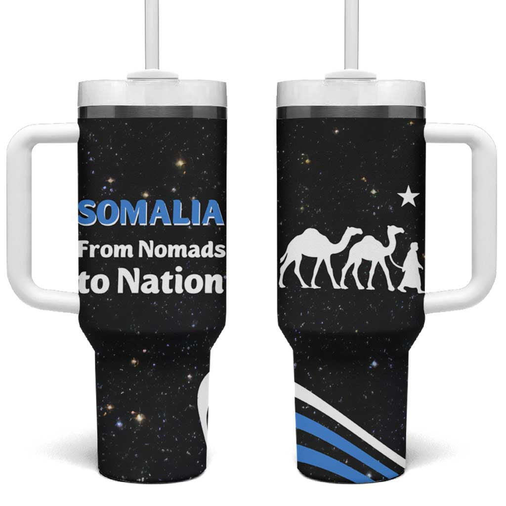 Somalia Tumbler With Handle with From Nomads to Nation Camel Galaxy Flag Spirit