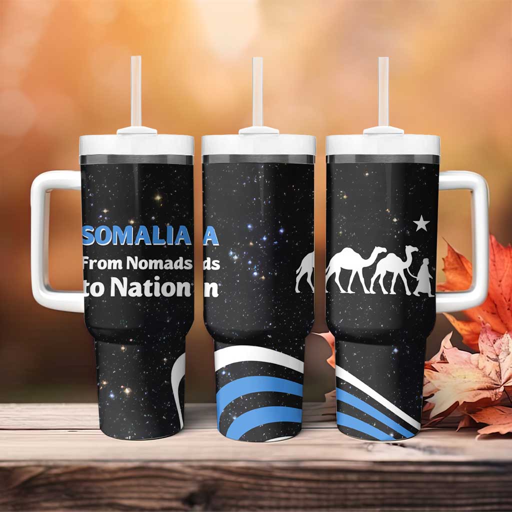 Somalia Tumbler With Handle with From Nomads to Nation Camel Galaxy Flag Spirit