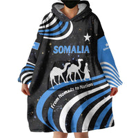 Somalia Wearable Blanket Hoodie with From Nomads to Nation Camel Galaxy Flag Spirit