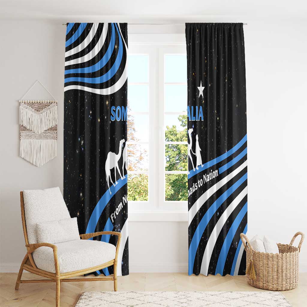 Somalia Window Curtain with From Nomads to Nation Camel Galaxy Flag Spirit