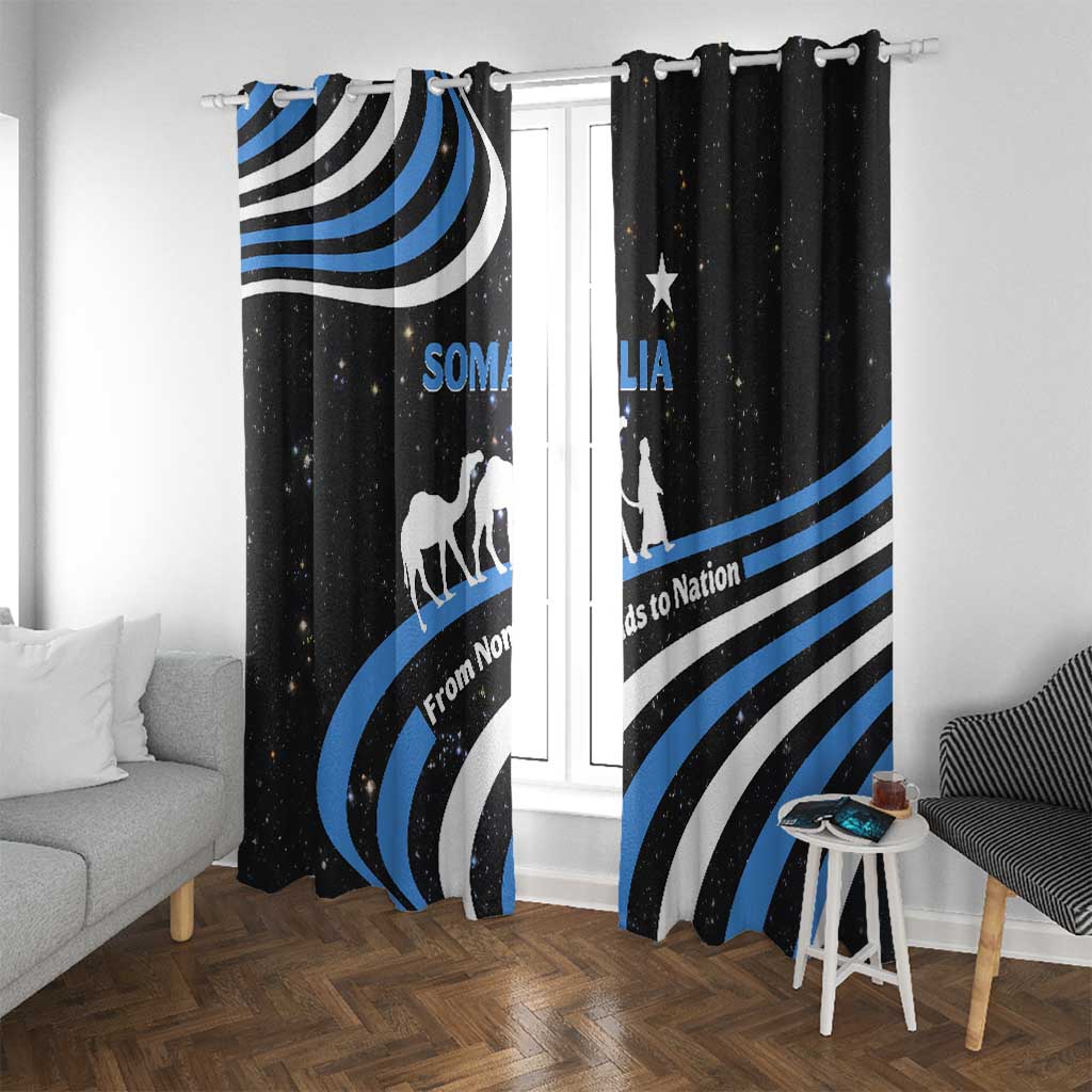 Somalia Window Curtain with From Nomads to Nation Camel Galaxy Flag Spirit