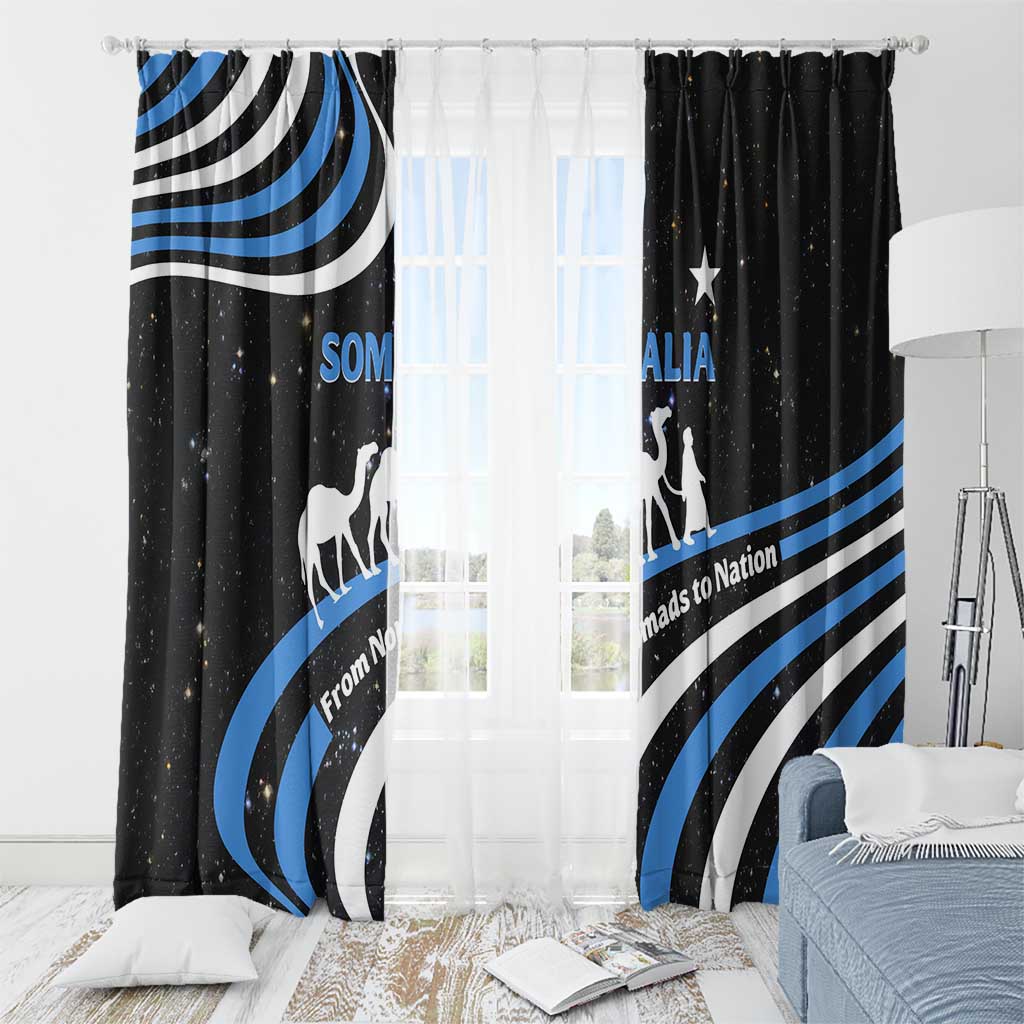 Somalia Window Curtain with From Nomads to Nation Camel Galaxy Flag Spirit