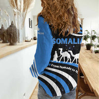 Somalia Women Casual Shirt with From Nomads to Nation Camel Galaxy Flag Spirit
