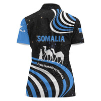 Somalia Women Polo Shirt with From Nomads to Nation Camel Galaxy Flag Spirit