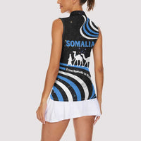 Somalia Women Sleeveless Polo Shirt with From Nomads to Nation Camel Galaxy Flag Spirit