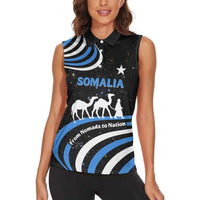 Somalia Women Sleeveless Polo Shirt with From Nomads to Nation Camel Galaxy Flag Spirit