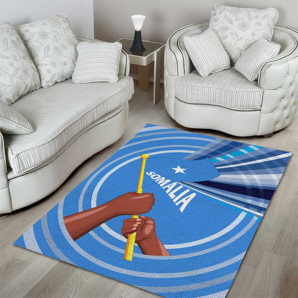 Somalia Area Rug with Raised Fist Flag Blue Unity Wave Spirit