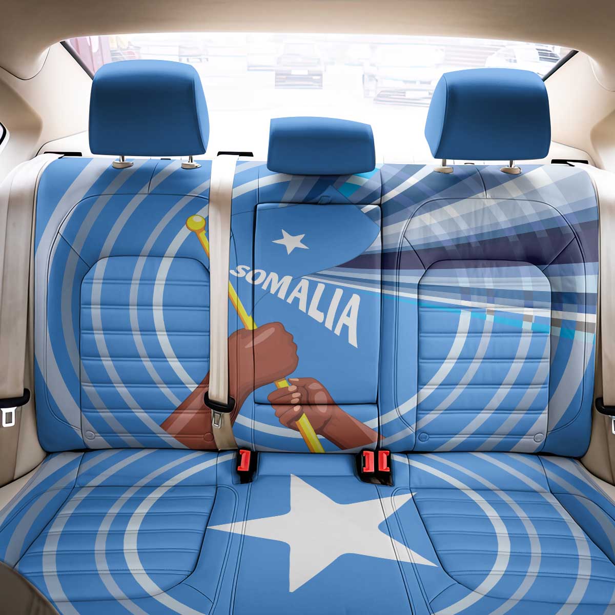 Somalia Back Car Seat Cover with Raised Fist Flag Blue Unity Wave Spirit