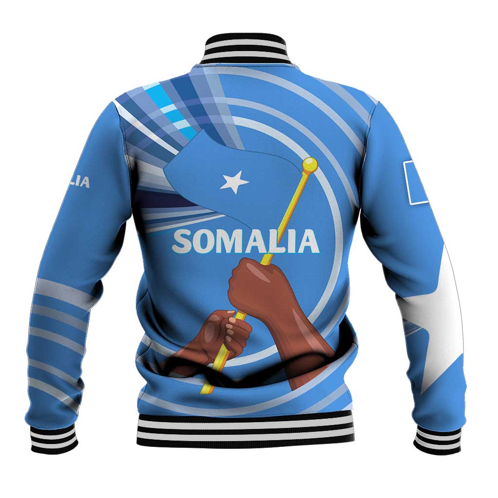 Somalia Baseball Jacket with Raised Fist Flag Blue Unity Wave Spirit