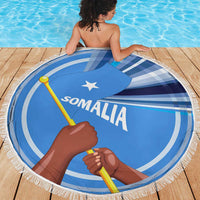 Somalia Beach Blanket with Raised Fist Flag Blue Unity Wave Spirit