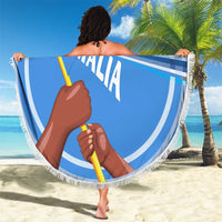 Somalia Beach Blanket with Raised Fist Flag Blue Unity Wave Spirit