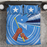 Somalia Bedding Set with Raised Fist Flag Blue Unity Wave Spirit