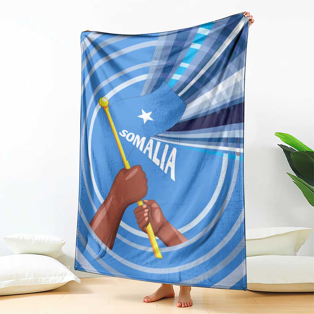 Somalia Blanket with Raised Fist Flag Blue Unity Wave Spirit