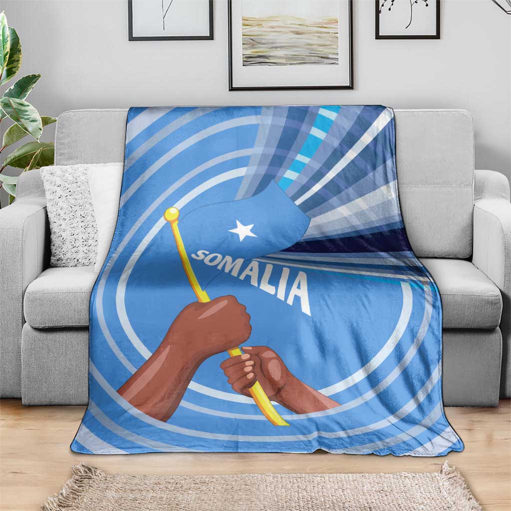 Somalia Blanket with Raised Fist Flag Blue Unity Wave Spirit