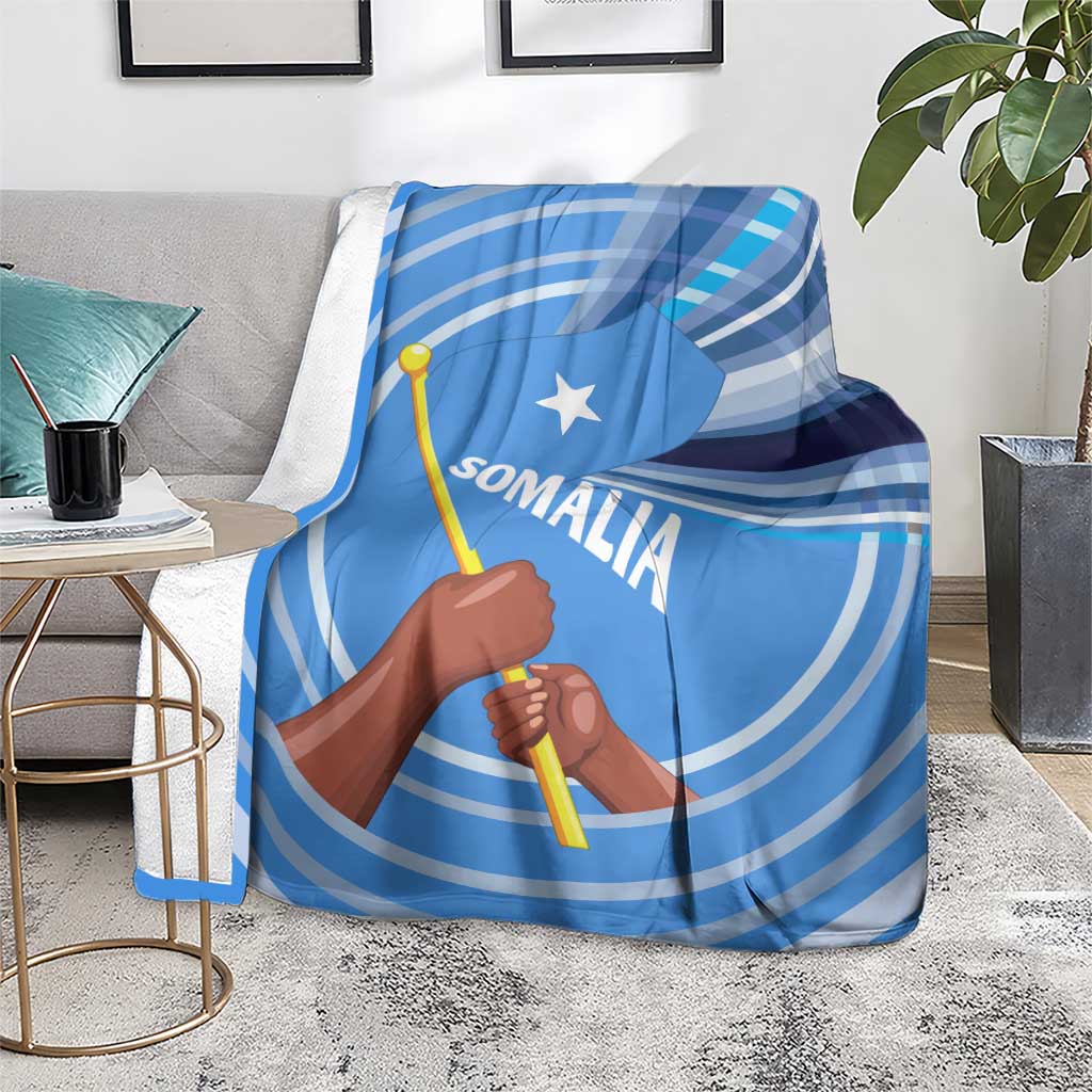 Somalia Blanket with Raised Fist Flag Blue Unity Wave Spirit