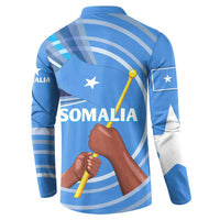Somalia Button Sweatshirt with Raised Fist Flag Blue Unity Wave Spirit