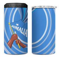 Somalia 4 in 1 Can Cooler Tumbler with Raised Fist Flag Blue Unity Wave Spirit