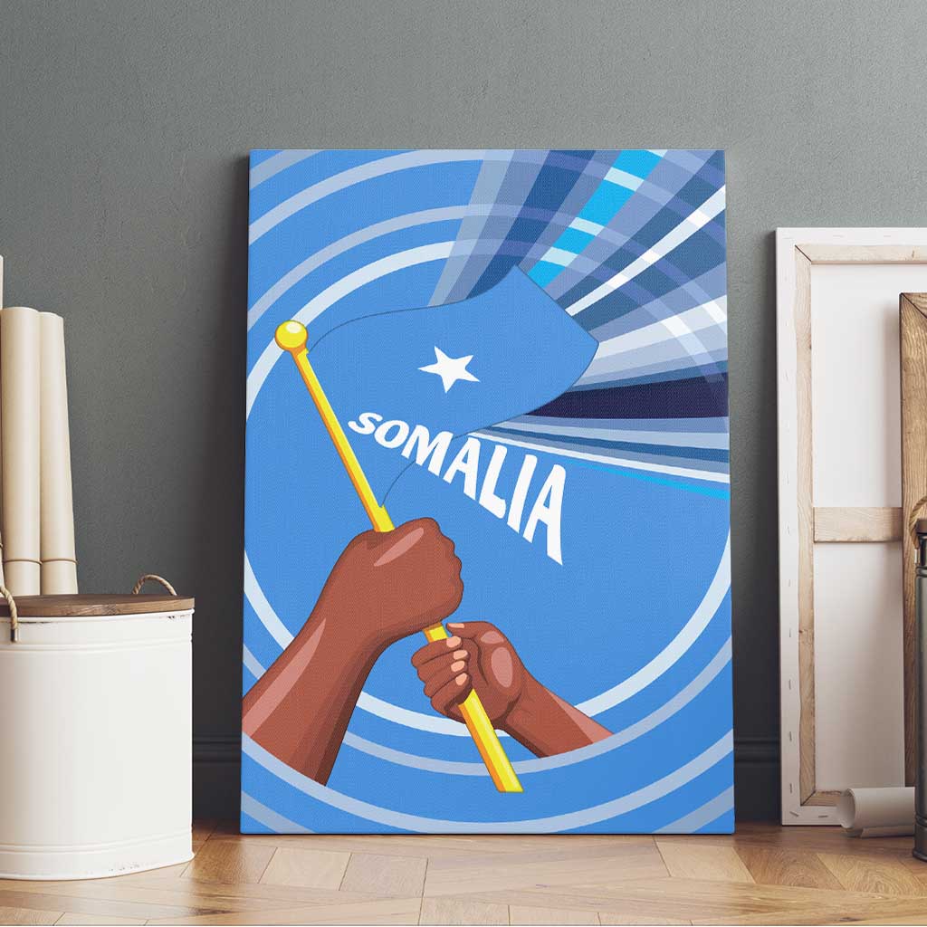 Somalia Canvas Wall Art with Raised Fist Flag Blue Unity Wave Spirit