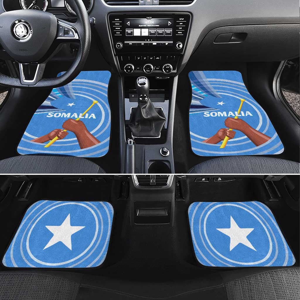 Somalia Car Mats with Raised Fist Flag Blue Unity Wave Spirit