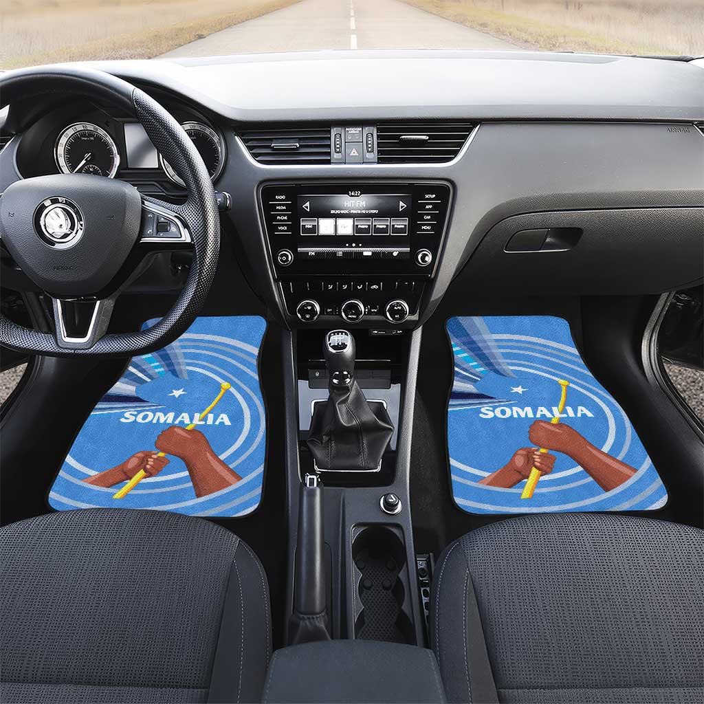 Somalia Car Mats with Raised Fist Flag Blue Unity Wave Spirit