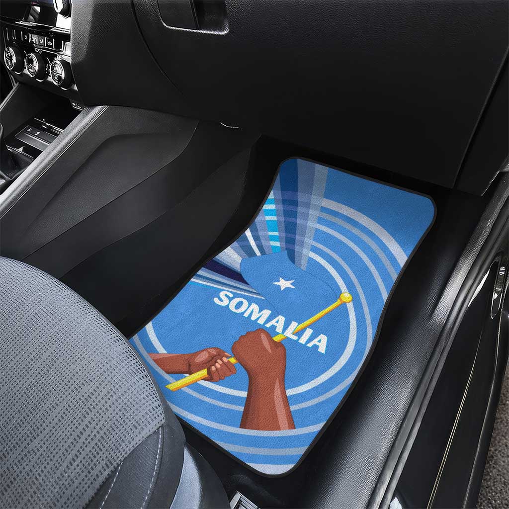 Somalia Car Mats with Raised Fist Flag Blue Unity Wave Spirit