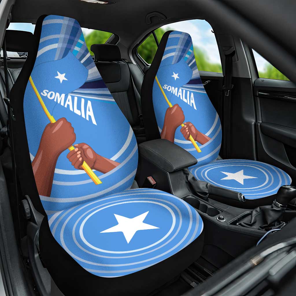 Somalia Car Seat Cover with Raised Fist Flag Blue Unity Wave Spirit