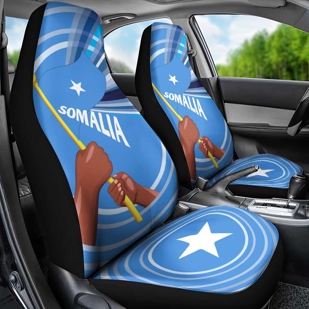 Somalia Car Seat Cover with Raised Fist Flag Blue Unity Wave Spirit