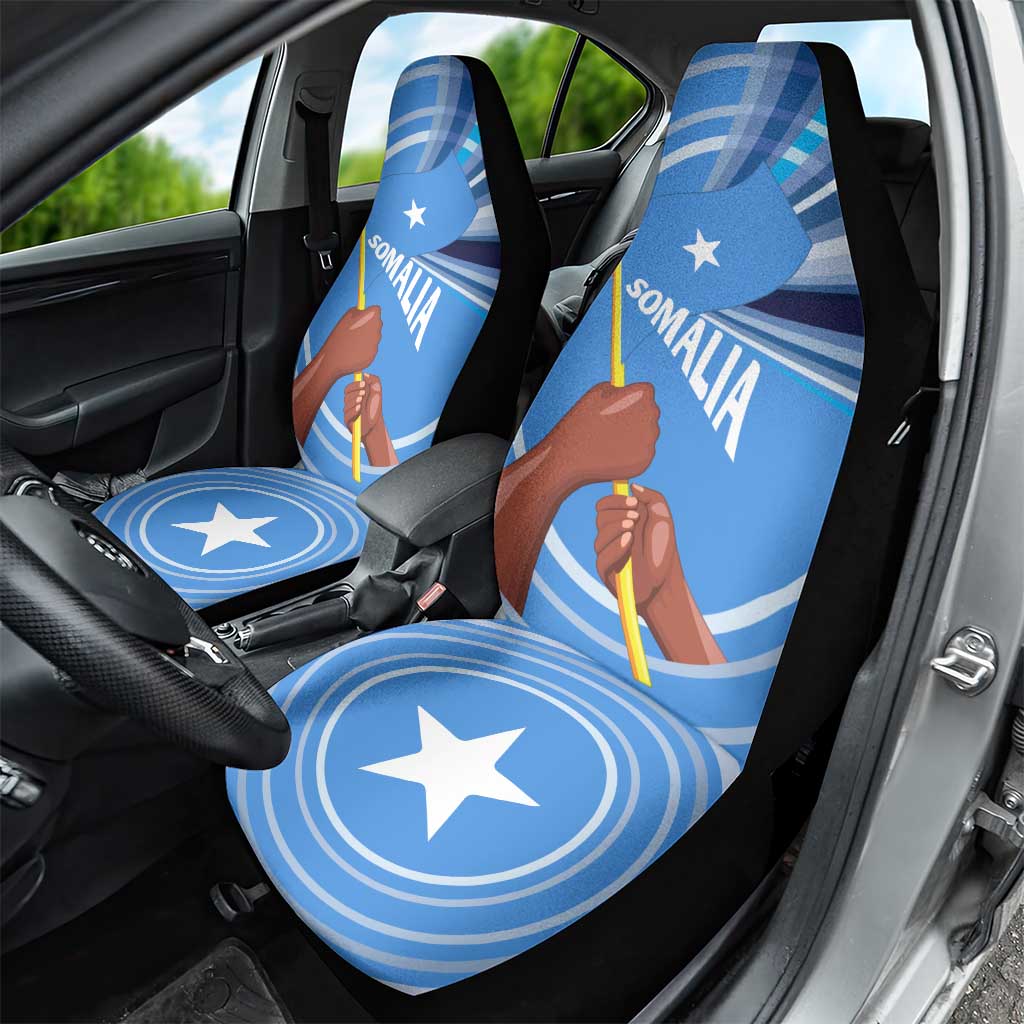 Somalia Car Seat Cover with Raised Fist Flag Blue Unity Wave Spirit