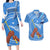 Somalia Couples Matching Long Sleeve Bodycon Dress and Hawaiian Shirt with Raised Fist Flag Blue Unity Wave Spirit