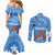 Somalia Couples Matching Mermaid Dress and Long Sleeve Button Shirt with Raised Fist Flag Blue Unity Wave Spirit