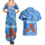 Somalia Couples Matching Summer Maxi Dress and Hawaiian Shirt with Raised Fist Flag Blue Unity Wave Spirit