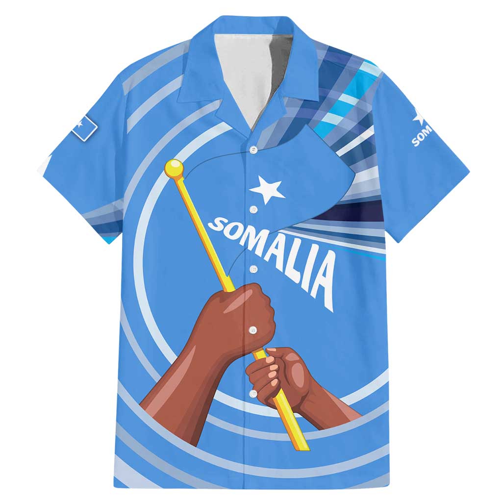 Somalia Family Matching Mermaid Dress and Hawaiian Shirt with Raised Fist Flag Blue Unity Wave Spirit