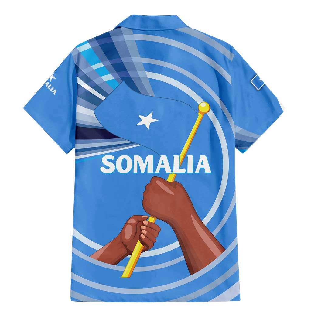 Somalia Family Matching Mermaid Dress and Hawaiian Shirt with Raised Fist Flag Blue Unity Wave Spirit