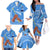 Somalia Family Matching Off The Shoulder Long Sleeve Dress and Hawaiian Shirt with Raised Fist Flag Blue Unity Wave Spirit