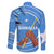 Somalia Family Matching Off The Shoulder Long Sleeve Dress and Hawaiian Shirt with Raised Fist Flag Blue Unity Wave Spirit