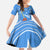 Somalia Family Matching Off Shoulder Maxi Dress and Hawaiian Shirt with Raised Fist Flag Blue Unity Wave Spirit