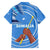 Somalia Family Matching Off Shoulder Maxi Dress and Hawaiian Shirt with Raised Fist Flag Blue Unity Wave Spirit