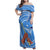 Somalia Family Matching Off Shoulder Maxi Dress and Hawaiian Shirt with Raised Fist Flag Blue Unity Wave Spirit