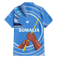 Somalia Family Matching Tank Maxi Dress and Hawaiian Shirt with Raised Fist Flag Blue Unity Wave Spirit