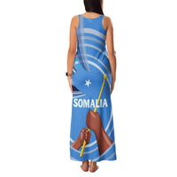 Somalia Family Matching Tank Maxi Dress and Hawaiian Shirt with Raised Fist Flag Blue Unity Wave Spirit
