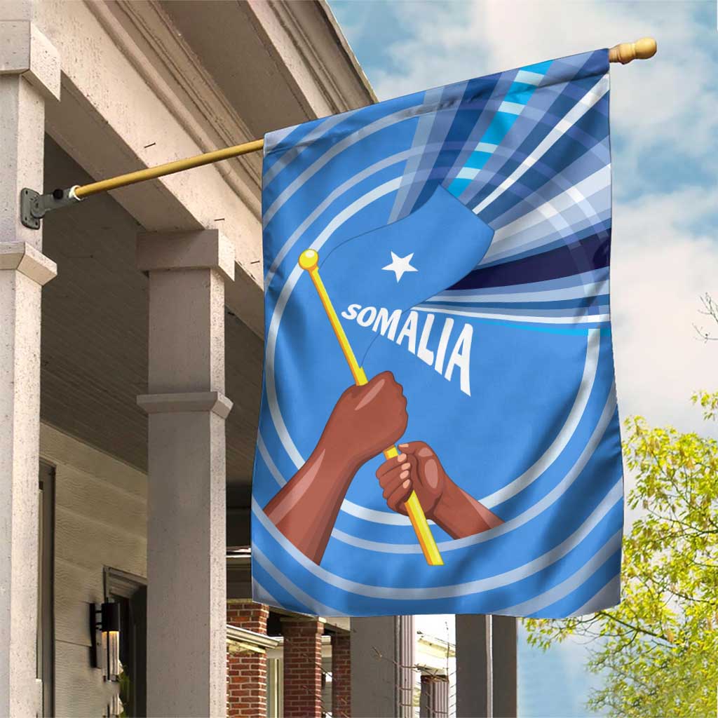 Somalia Garden Flag with Raised Fist Flag Blue Unity Wave Spirit