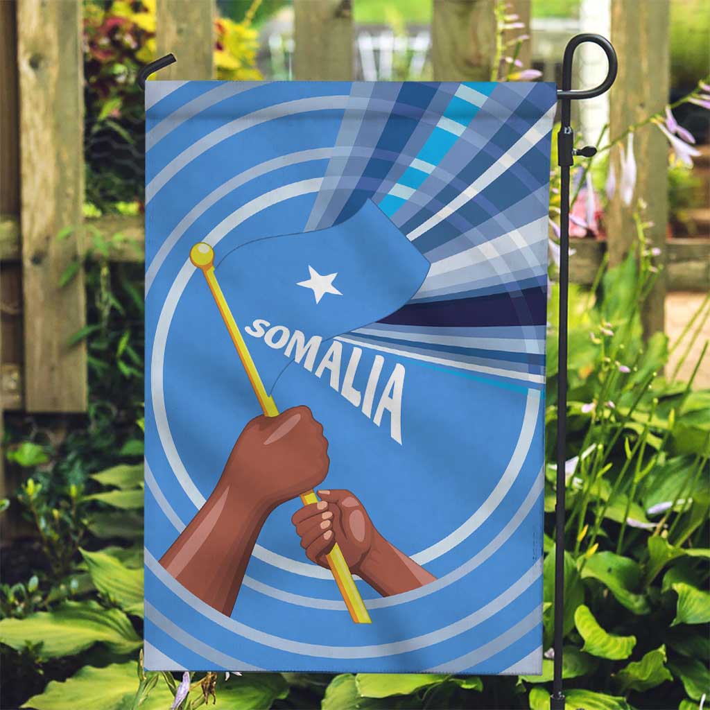 Somalia Garden Flag with Raised Fist Flag Blue Unity Wave Spirit