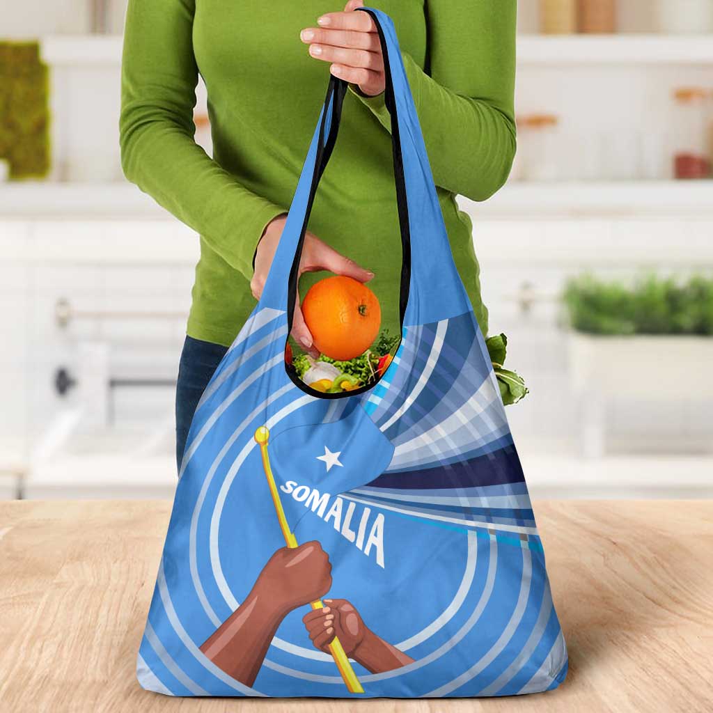 Somalia Grocery Bag with Raised Fist Flag Blue Unity Wave Spirit