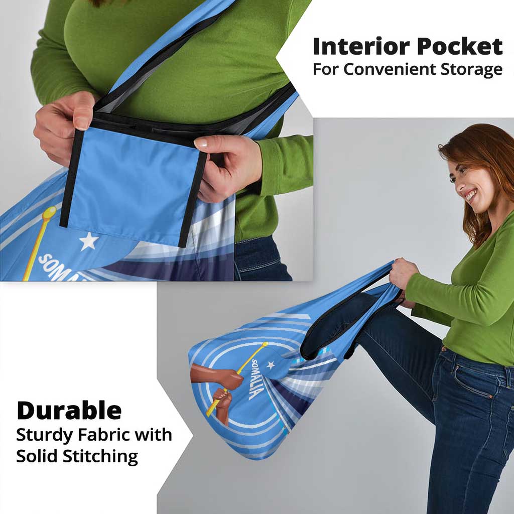 Somalia Grocery Bag with Raised Fist Flag Blue Unity Wave Spirit